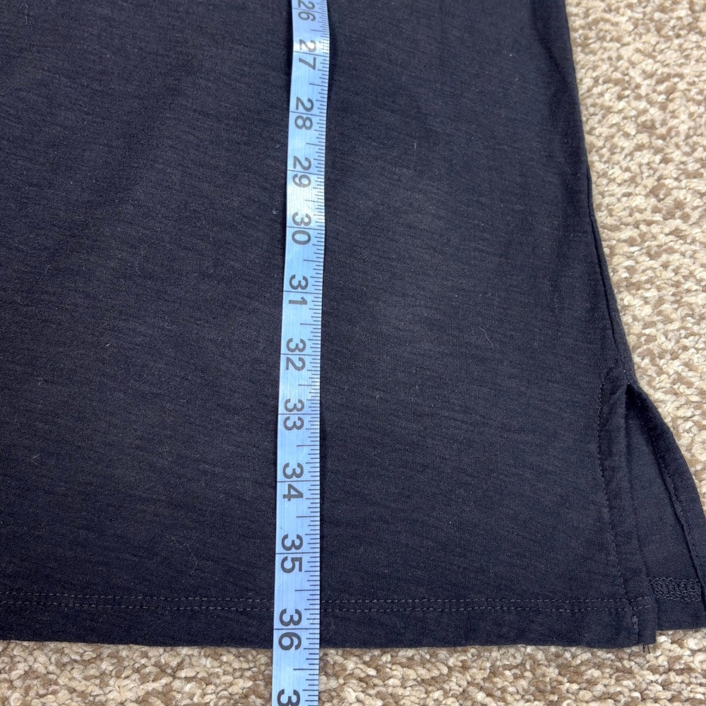 Standard James Perse T Shirt Dress Black Midi Roll Sleeve Side Slit Lined Sz 3/L - Picture 8 of 10